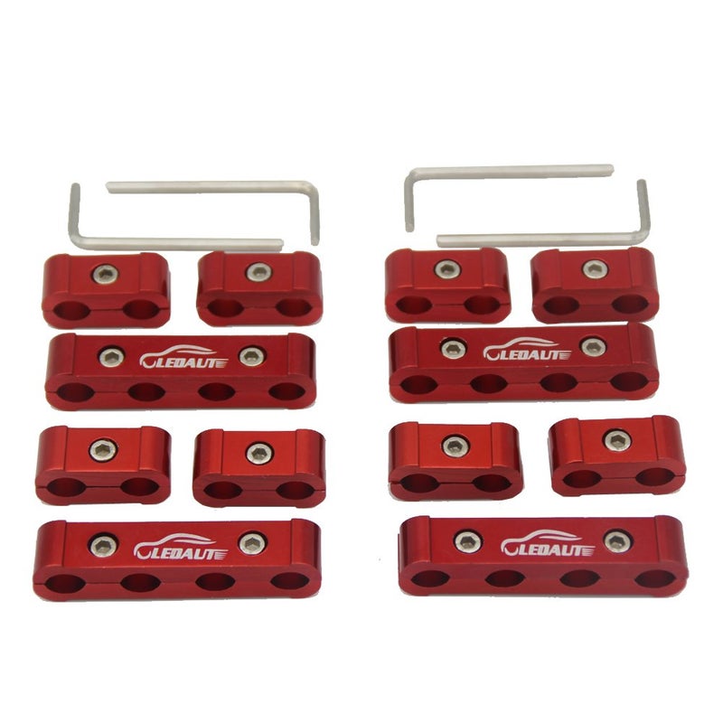 LEDAUT 12pc Spark Plug Wire Separator Divider 8mm 9mm 10mm For Racing Car (Red) - Image 1